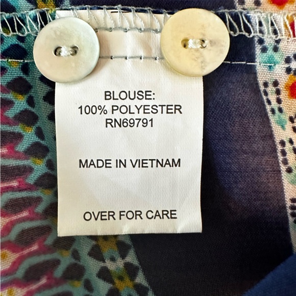 Anthropologie Fig & Flower Blouse Peasant Boho Tunic Top Semi Sheer Size XL - Picture 12 of 13